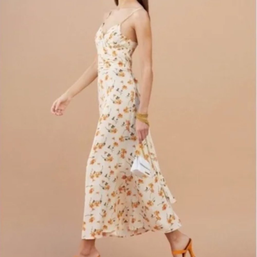 Reformation Horizon Dress in Limonada Floral Cream Dress Yellow Floral Midi 4